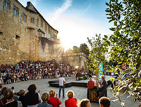 Les monuments de la ville servent de décors aux spectacles de rue du Festival Paseo. - Irudia handitu (modu-leihoa)